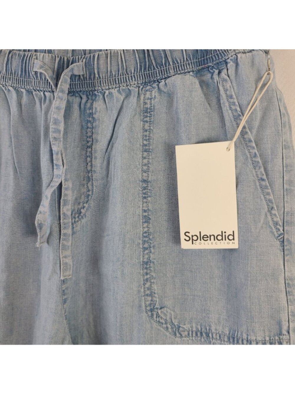 NEW Splendid Women's Light Wash Chambray Wide-Leg Crop Pants Size M MSRP $178 - Picture 2 of 8